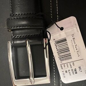 To Boot Men's Black Leather Belt with Silver Buckle